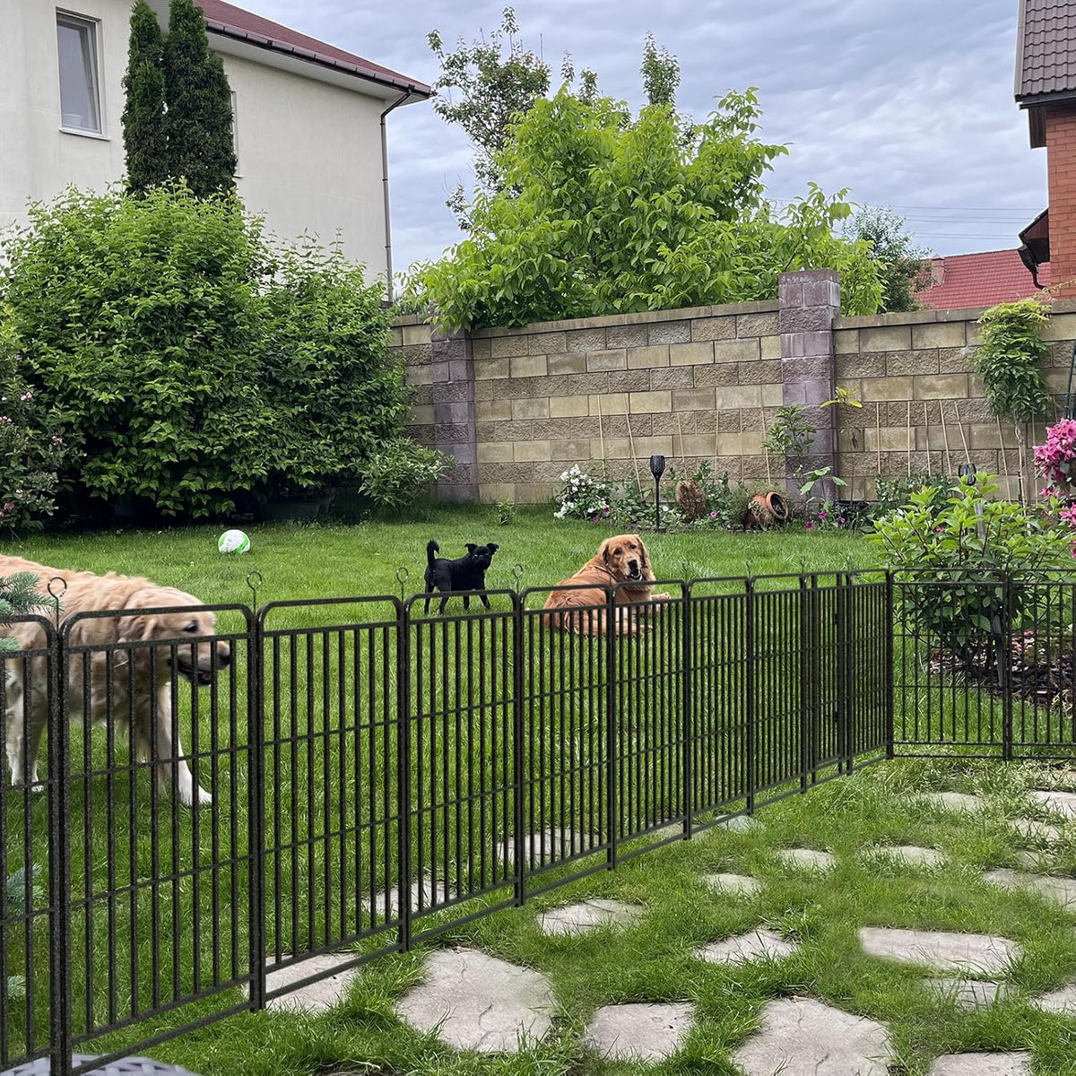 Dog Playpen Outdoor 24 Panels Heavy Duty Dog Fence 47" Height with Thick Pipe Anti-Rust with Doors Portable for RV Camping Yard, Total 54FT, 227 Sq.ft, Snowy Black