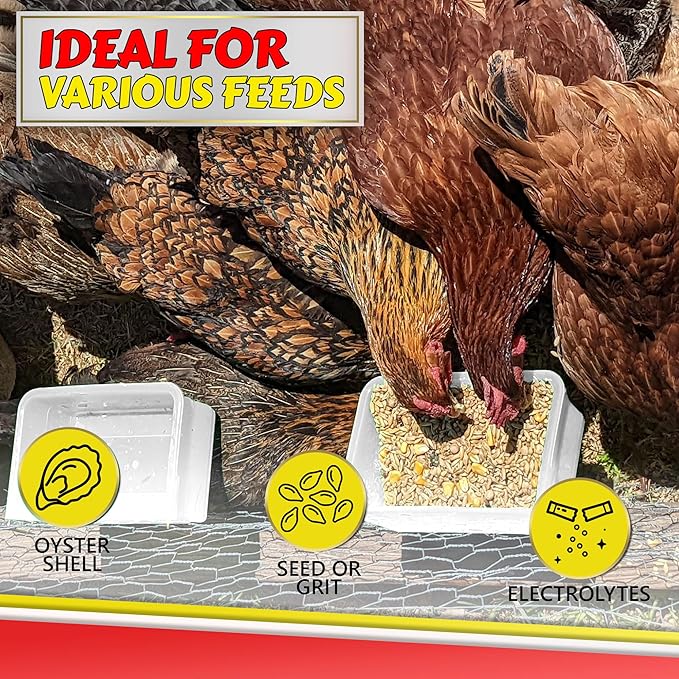 Chicken Cage Cup, 27oz - for Water, Treat, Feed and More - Small Feeder and Waterer Dish for Duck, Baby Chick, Pigeon, Quail, Gamefoul, Parakeet - Poultry Accessories for Bird Cages, White
