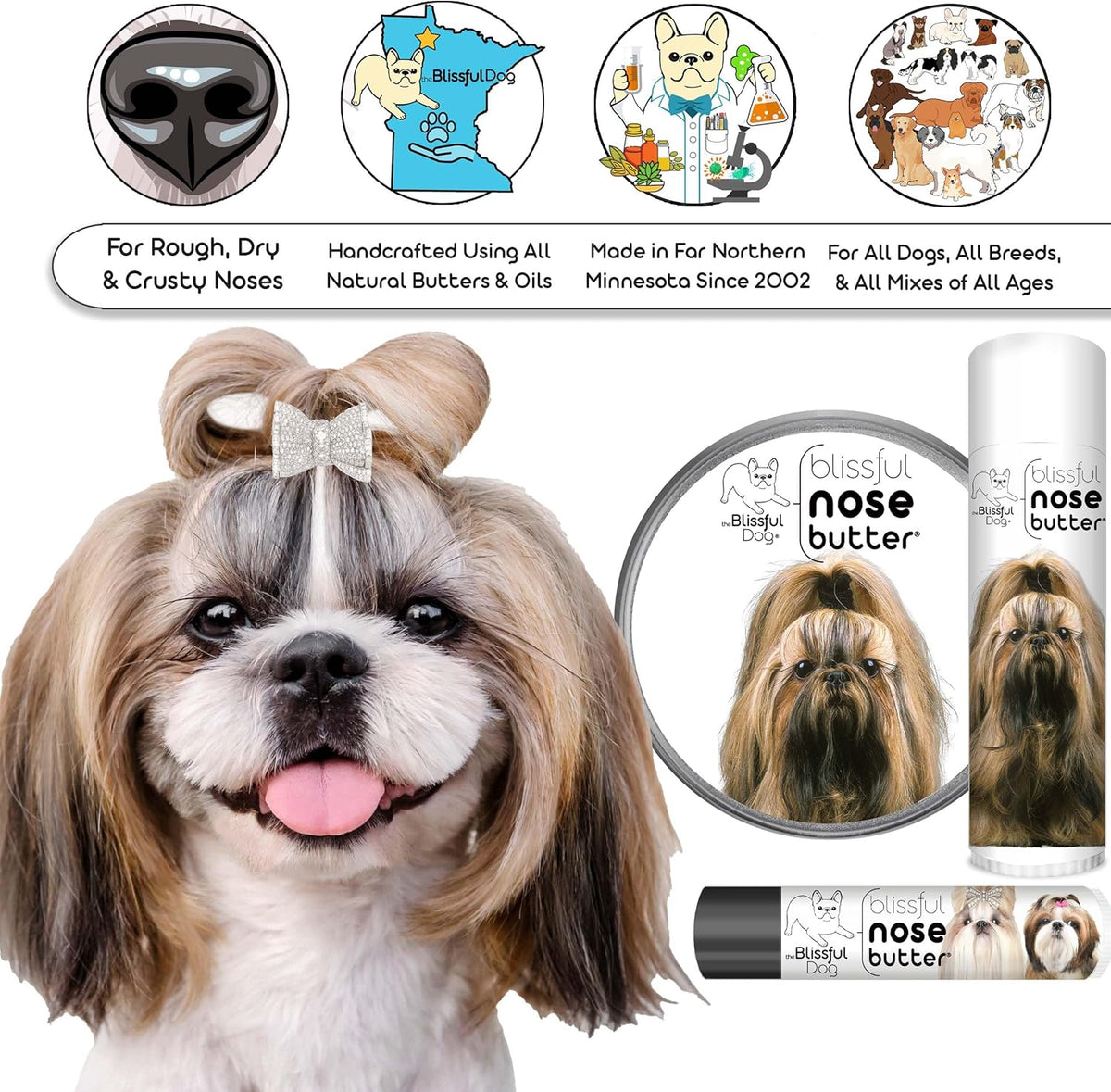 The Blissful Dog UNSC-SHIHTZU-16OZ Shih Tzu Unscented Nose Butter, 16-Ounce