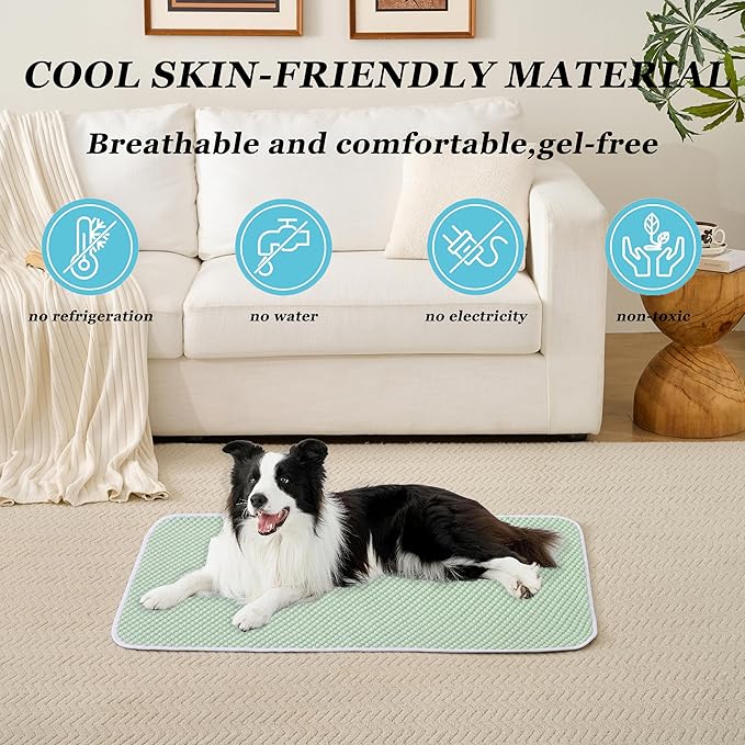MICROCOSMOS Pet Cooling Mat & Sleeping Pad- Breathable Bubble Surface, EZ Clean. Keep Cooling for Pets, Kids and Adults in Summer.(Green, 40" x 28")