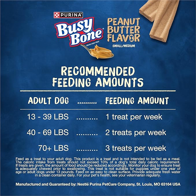 Purina Busy Bone Adult Dog Chew Bone Treats, Peanut Butter - 6 ct. Pouch