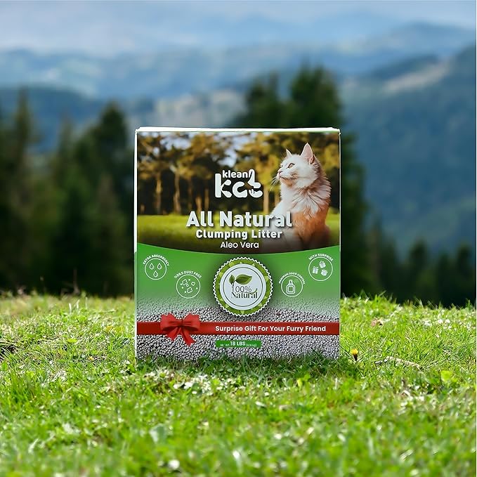 All Natural Clumping Cat Litter – Multiple Scents – Low Dust, Odor Control – (Aloe Vera) 18 lb - Surprise Toy Inside