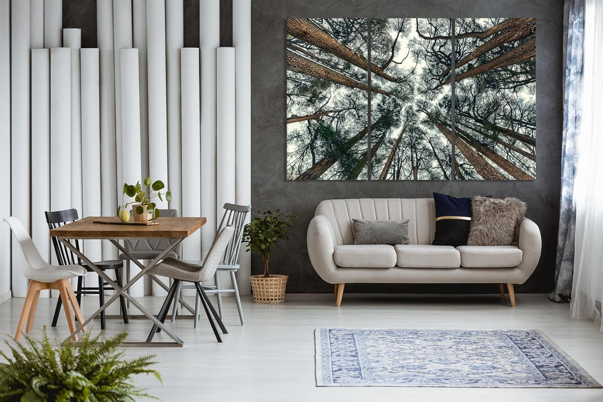 Nature Wall Art Prints - Ocean Forest Mountain Lake Canvas Landscapes - Small to Extra Large Living Room Bedroom Kitchen Bathroom Décor (Trees and Sky, 47L" x 71W" - 3 panels)
