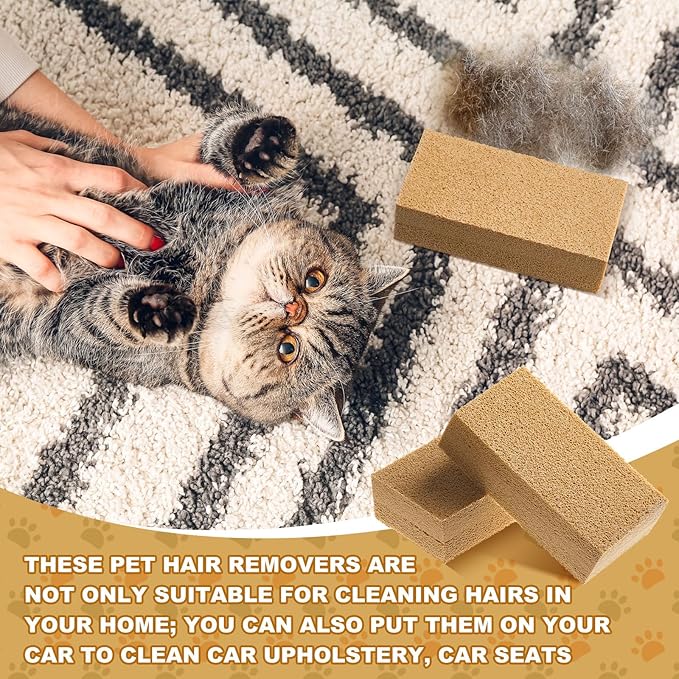 1 Pack Pet Hair Remover Sponge Cat and Dog Hair Sponge Rubber Pet Fur Lifter Removal Tool, Remove from Furniture, Carpet, Bedding, Clothing, 6.26 x 3.28 x 1.89 Inch