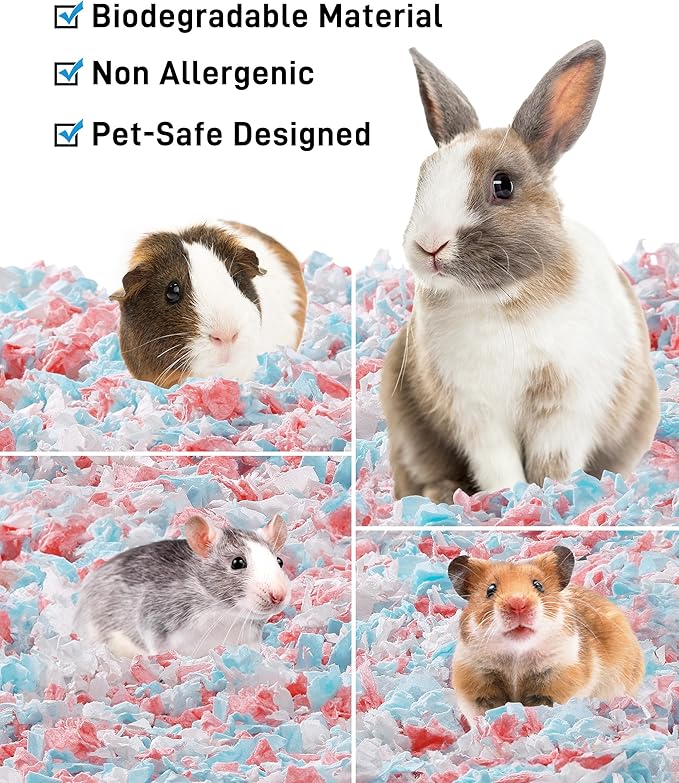 BUCATSTATE Hamster Bedding 70L, 99% Dust-Free Guinea Pig Bedding Odor Control Paper Bedding, Cozy Small Animal Bedding for Rabbit Rat Syrian Dwarf Hamsters Gerbils (Confetti)