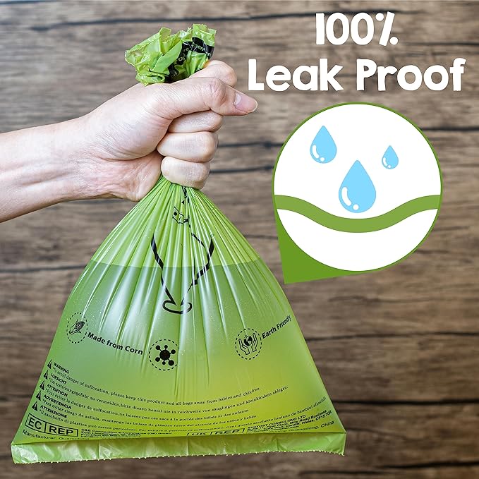 YORJA Dog Poop Bags Rolls, 720 Pet Waste Bags, 100% Leak Proof Extra Thick and Strong Corn Starch Blend
