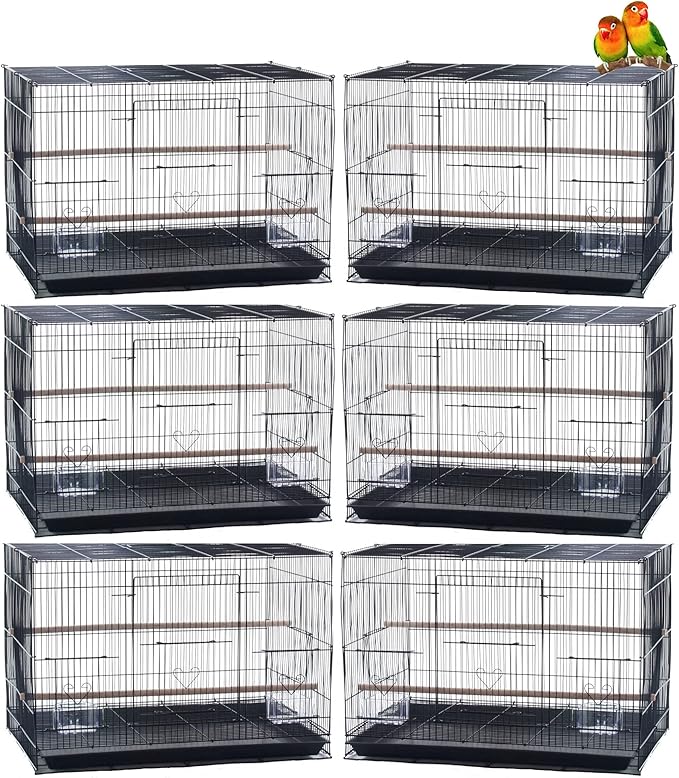 Lot of 6 Aviary Breeding Bird Finch Parakeet Aviary Canary Lovebird Budgie Flight Cage 24"x16"x16"H (Black)