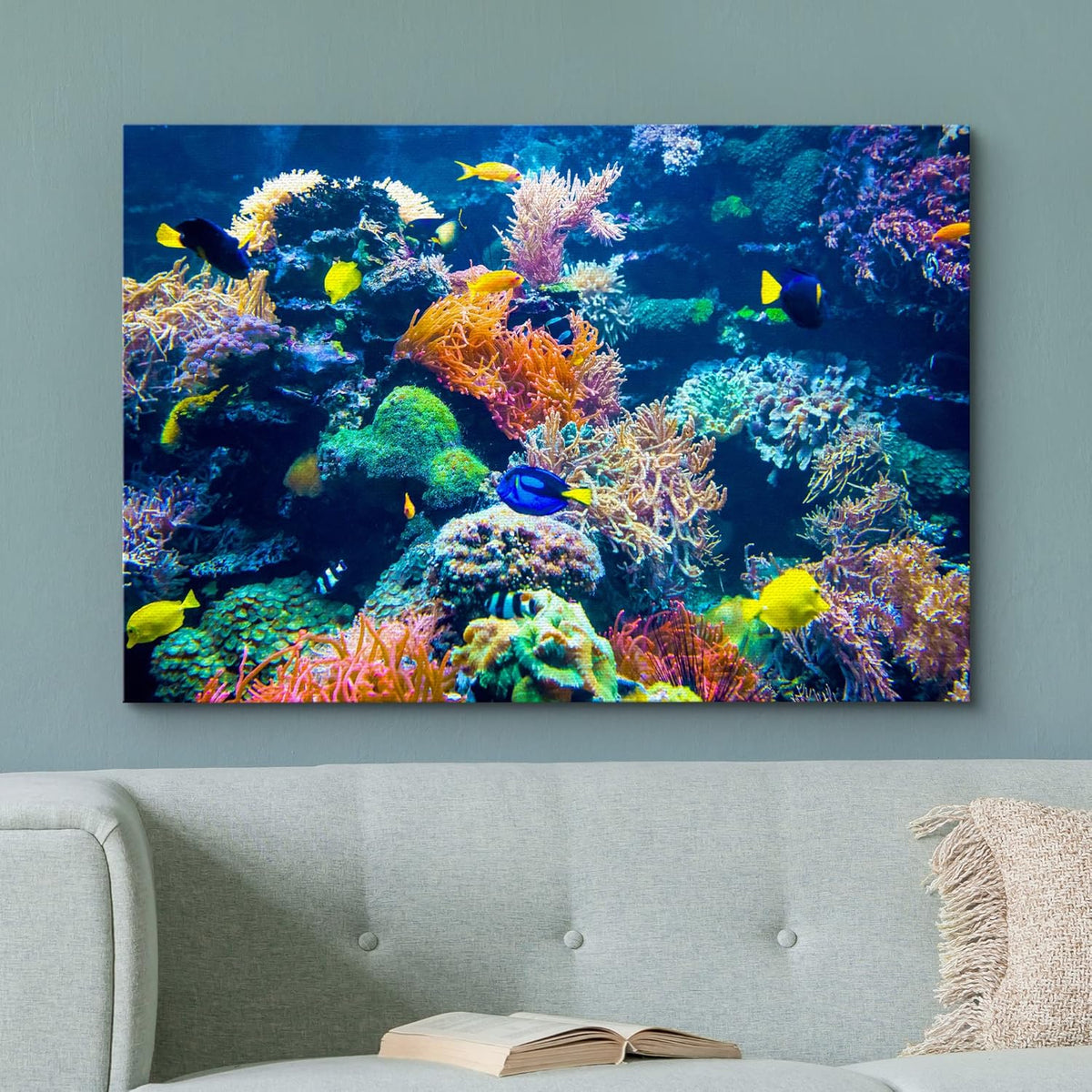 wall26 Canvas Print Wall Art Vibrant Multicolor Coral Reef Fish Ecosystem Nature Animals Photography Realism Rustic Scenic Landscape Wilderness Colorful for Living Room, Bedroom, Office - 24"x36"