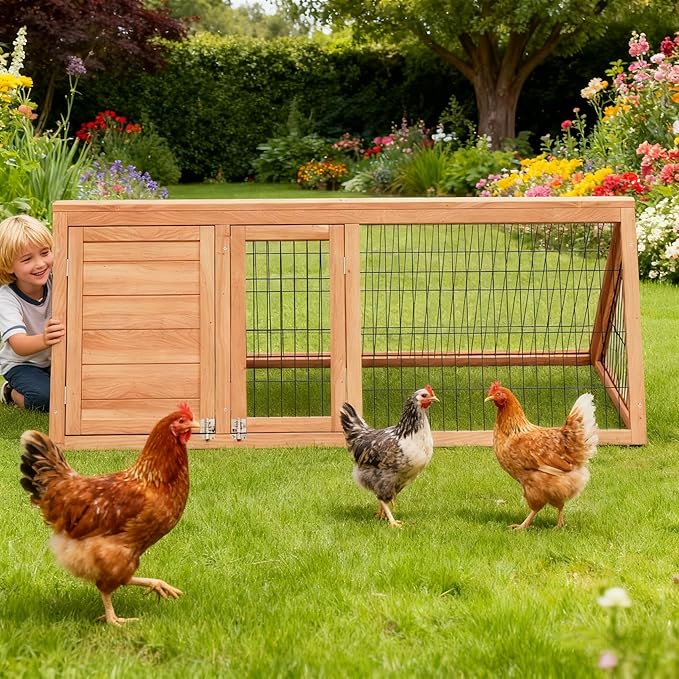 Small Chicken Coop, Wooden Chicken Coop for 2 Chickens Outdoor A-Frame Quail Cage Rabbit Hutch with 2 Doors,Removable Tray&Ventilating Wire Fence for Backyard,Farm(Brown)