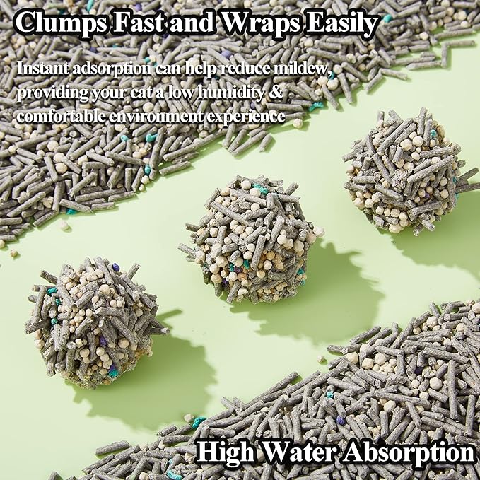 Vealind Cat Litter Fast Clumping Tofu Cats Litter, Flushable Ultra Absorbent 5 in 1 Dust-Free Flushable Odor Free Activiated Carbon Litter Pellets Unscented (4 PACK-32 Pounds)