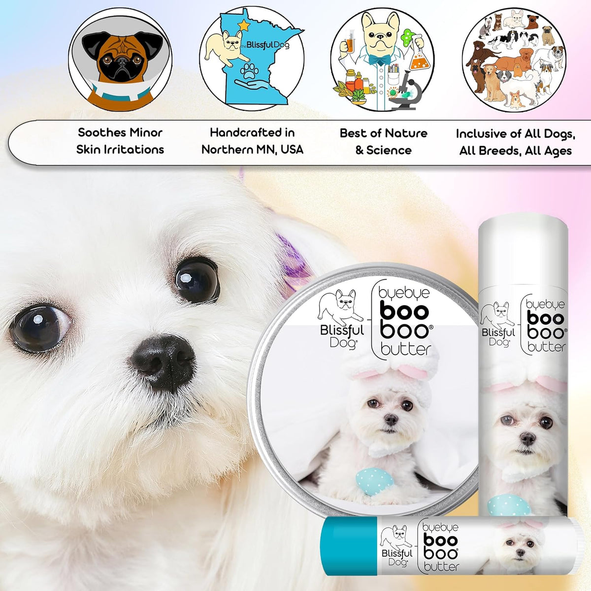 The Blissful Dog .50 oz Tube Maltese Booboo Butter