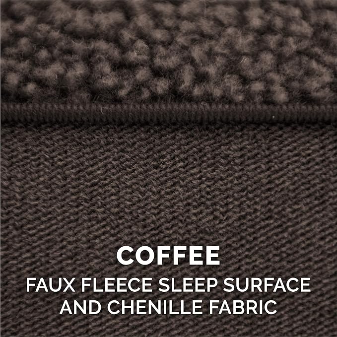 Furhaven Orthopedic Dog Bed for Large Dogs w/ Removable Bolsters & Washable Cover, For Dogs Up to 95 lbs - Sherpa & Chenille Sofa - Coffee, Jumbo/XL