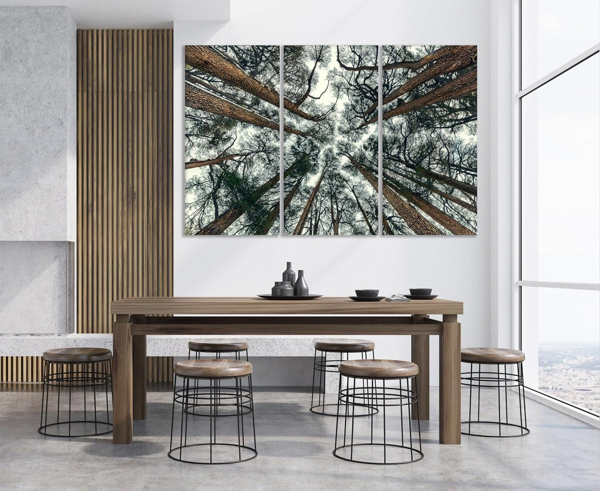 Nature Wall Art Prints - Ocean Forest Mountain Lake Canvas Landscapes - Small to Extra Large Living Room Bedroom Kitchen Bathroom Décor (Trees and Sky, 47L" x 71W" - 3 panels)