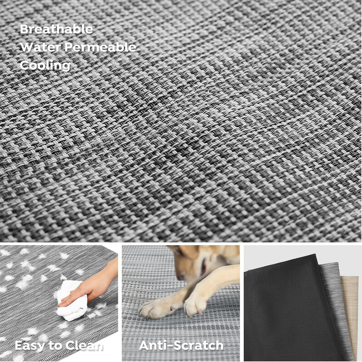 Veehoo Elevated Dog Bed, Cooling Raised Dog Bed with Guardrail & Headrest, Upgraded Non-Slip Silicon Feet, Breathable Teslin Mesh, Portable Pet Cot for Indoor and Outdoor, 35 x 22 Inches, Black Silver