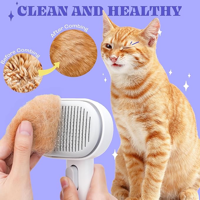 Rechargeable Silicone 3 in 1 Pet Hair Removal Tool - Self Cleaning Steamy Brush for Massage, Shedding & Grooming - Cat & Dog Hair Remover
