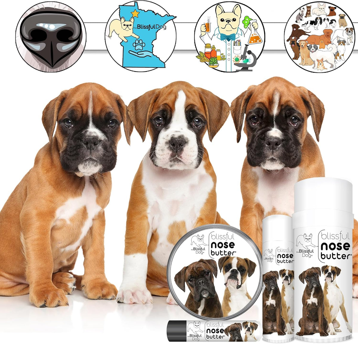 The Blissful Dog Boxer Duo Unscented Nose Butter, 4-Ounce