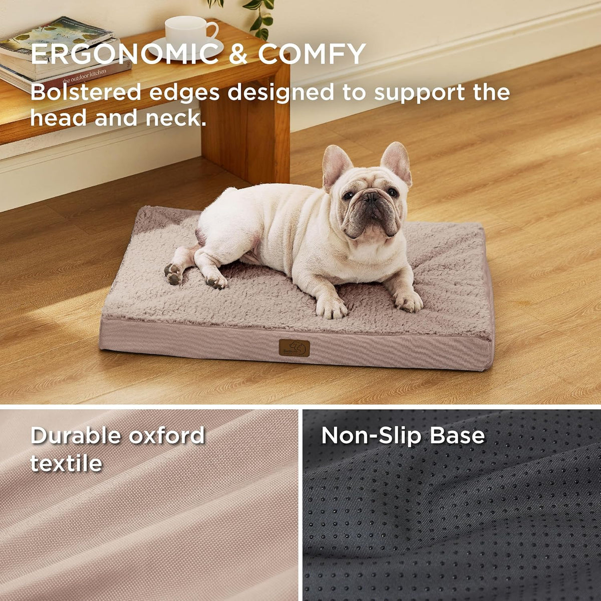 Bedsure Dog Bed Medium Size Dog - Orthopedic Flat Puppy Beds with Removable Washable Cover, Egg Crate Foam Pet Mat, Suitable for Pet Up to 35 lbs