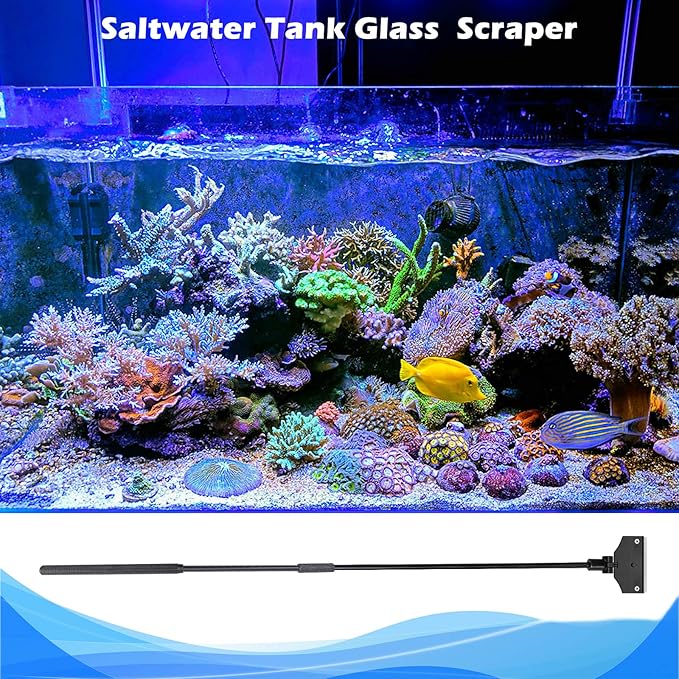 Aquarium Algae Scraper,Aquarium Glass Cleaner,Fish Tank Cleaner, Aquarium Scraper with 10 Blades,26 Inch.