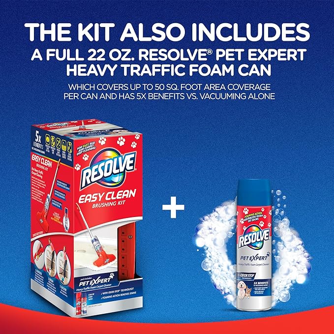 Resolve Pet Expert Easy Clean Carpet Foam Spray Refill, 2 Piece Set, Stain and Odor Remover Solution