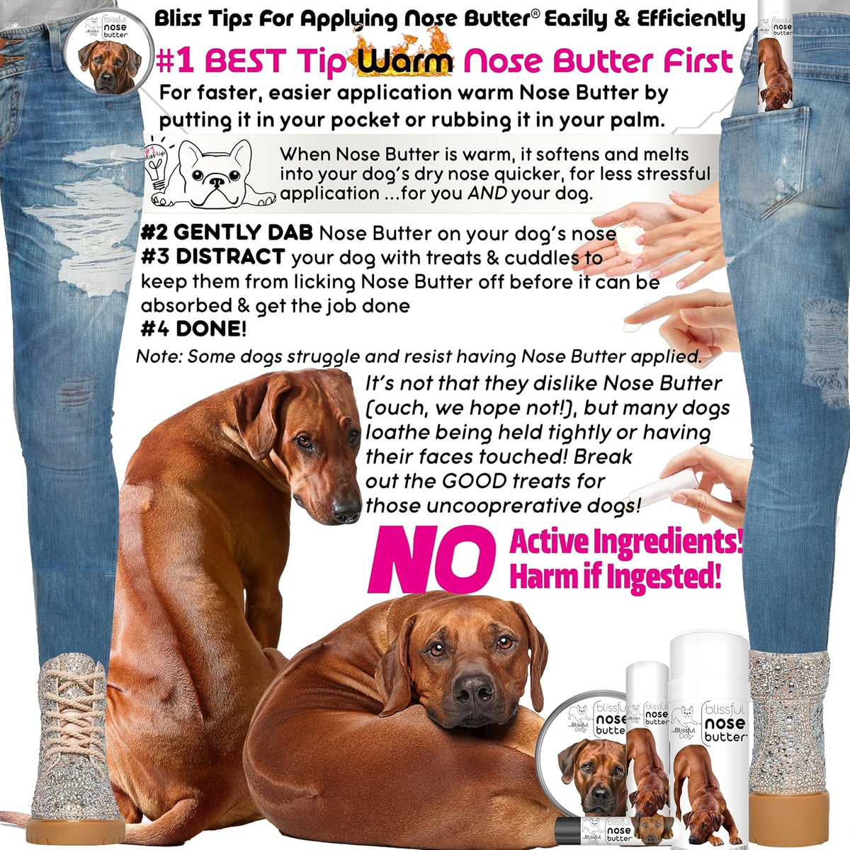 The Blissful Dog Rhodesian Ridgeback Unscented Nose Butter - Dog Nose Butter, 4 Ounce