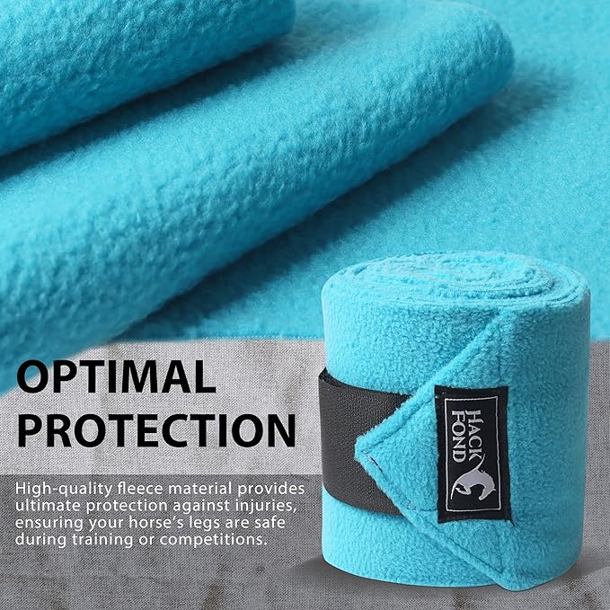 Horse Polo Leg Wraps, 10' Long Fleece Polo Wraps for Horses Set of 4, Horse Leg Bandages Stable Supplies Equestrian Boots Horse Leg Protection Vivid Cerulean