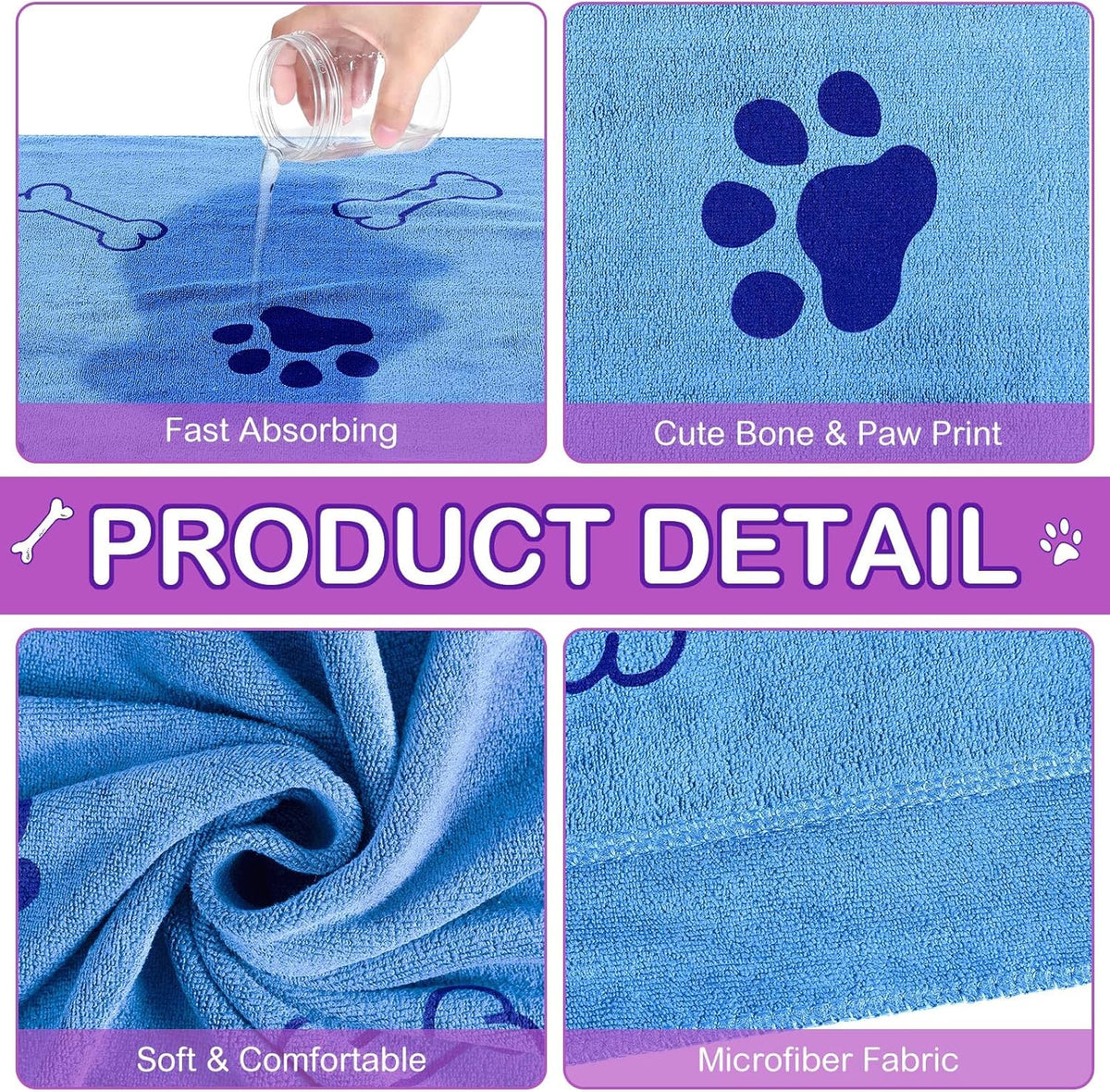 Chumia 8 Pcs Dog Towels for Drying Dogs Cats Pet Towels Bulk Puppy Microfiber Quick Drying Paw Bath Bathing Supplies Absorbent for Medium Pets(Classic Color,18 x 28 Inch)