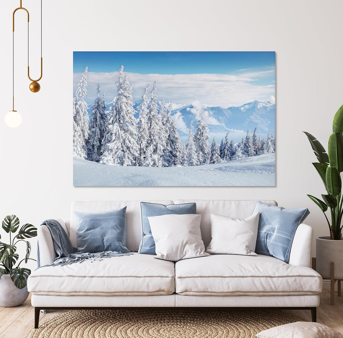 Nature Wall Art Prints - Ocean Forest Mountain Lake Canvas Landscapes - Small to Extra Large Living Room Bedroom Kitchen Bathroom Décor (Snow Covered Trees on Mountain, 20L" x 30W")