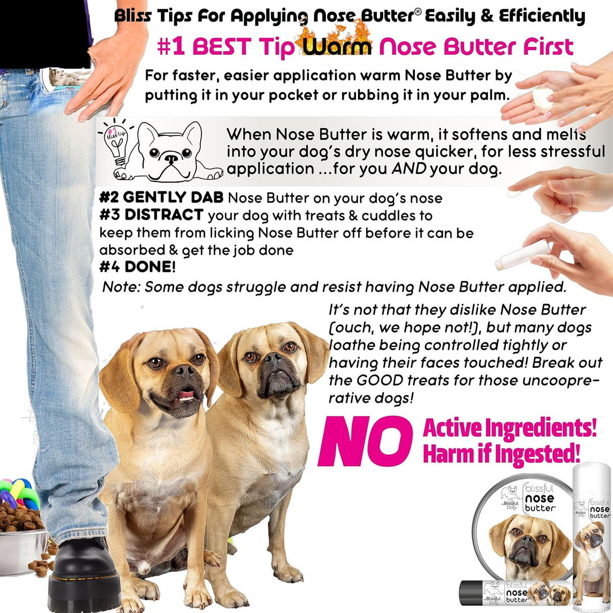 The Blissful Dog Puggle Unscented Nose Butter - Dog Nose Butter, 8 Ounce