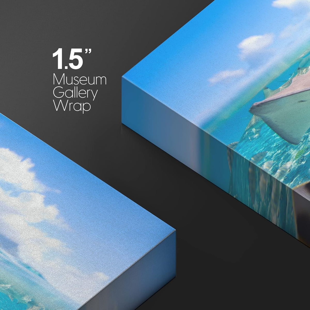 wall26 Canvas Print Wall Art Stingray & Striped Fish Under The Sea Nature Ocean Photography Realism Nautical Scenic Relax/Calm Multicolor Ultra for Living Room, Bedroom, Office - 12"x18"