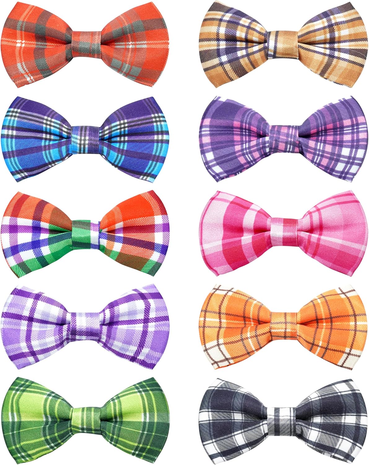 PET SHOW 10 Pack Plaid Small Dog Bow Ties Sliding Collar Attachments Puppy Cats Classic Bowties for Medium Dogs Rainbow Bowknots Christmas Party Holiday Pet Grooming Accessories(Small)