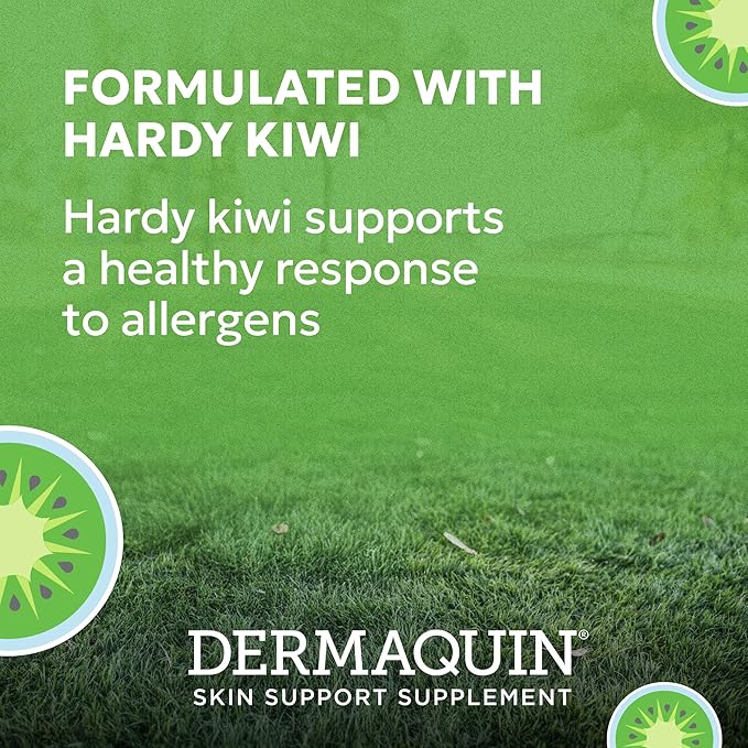 Nutramax Dermaquin Skin Support Supplement for Large Dogs, Supports Healthy Response to Allergens, with Hardy Kiwi, Omega-3s, and More, Tasty Soft Chews, 60 Count