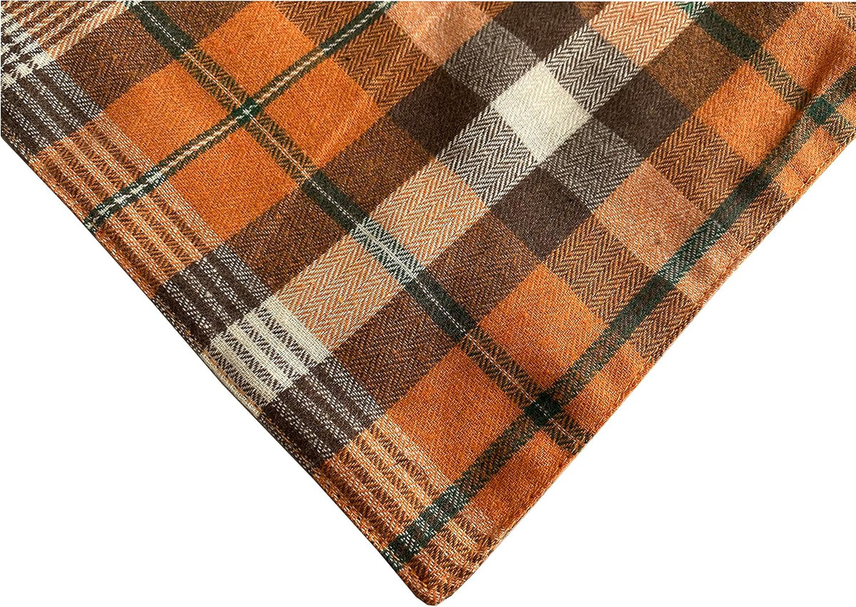 Realeaf Fall Halloween Dog Bandanas 2 Pack, Orange Plaid Pet Scarf for Boy and Girl, Premium Durable Fabric, Holiday Thanksgiving Bandana for Small and Medium Dogs (Small)