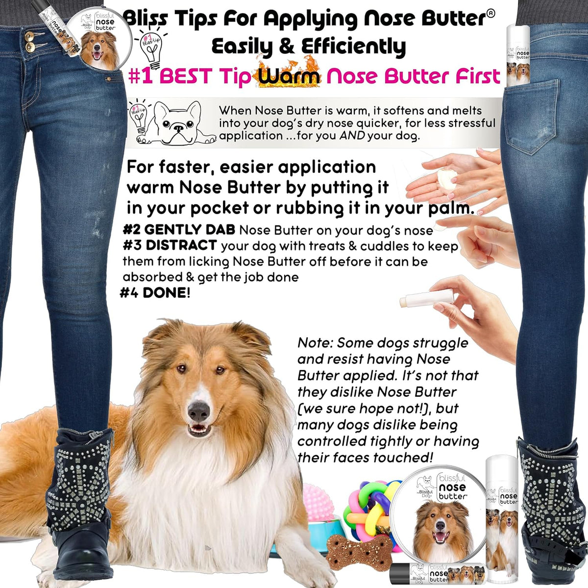 The Blissful Dog Collie Nose Butter for Dry, Cracked Skin, Lick-Safe Dog Nose Balm with Moisturizing Shea Butter, Almond, Olive, and Essential Oils, Pet Supplies, Uncented, 8 oz.