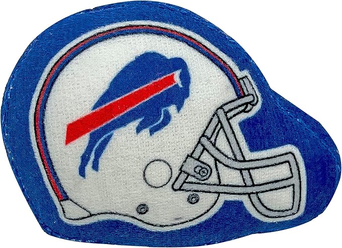 Best Plush CAT Toy - NFL Buffalo Bills Complete Set of 3 Piece Cat Toys Filled with Fresh Catnip. Includes: 1 Helmet Cat Toy, 1 Football Cat Toy with Feathers & 1 Beer Bottle. Beautiful Team Logos
