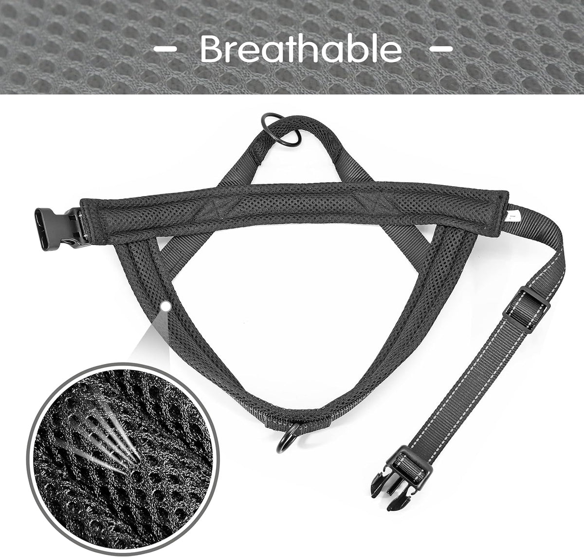 Didog No Pull Dog Harness with Soft Mesh Padded,Reflective & Quick Fit Light Weight Dog Strap Vest Harness,Easy for Walking Training (L:Chest 26-32", Mesh-Black)