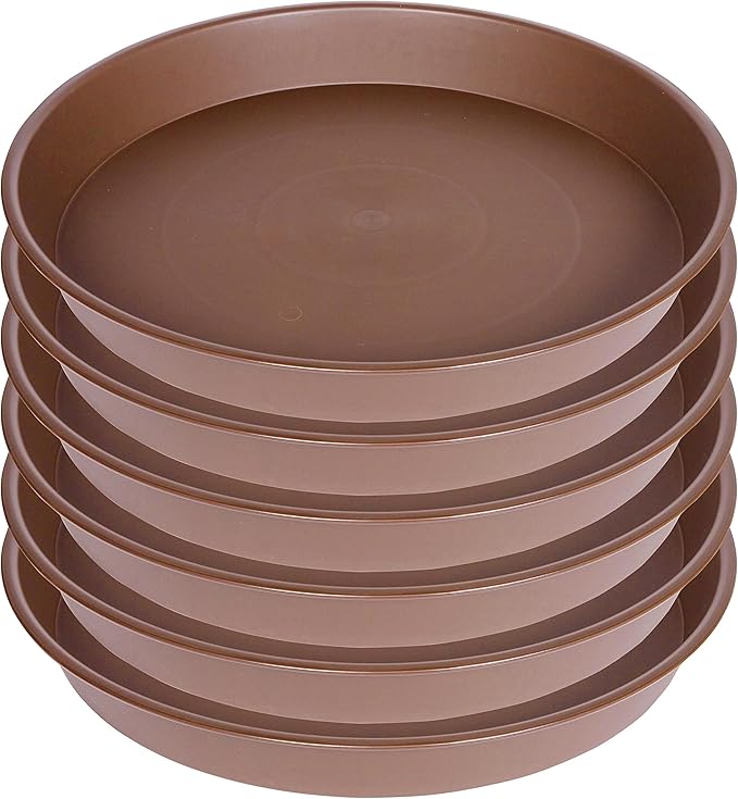 6 Pack of 12 inch Plant Saucer, Heavy Duty Plastic Plant Saucer 12 inch Round, Plant Tray for Pots, Flower Plant Saucers for Indoors, Plant Trays for Planter 10"/11"/12" (12", Chocolate)