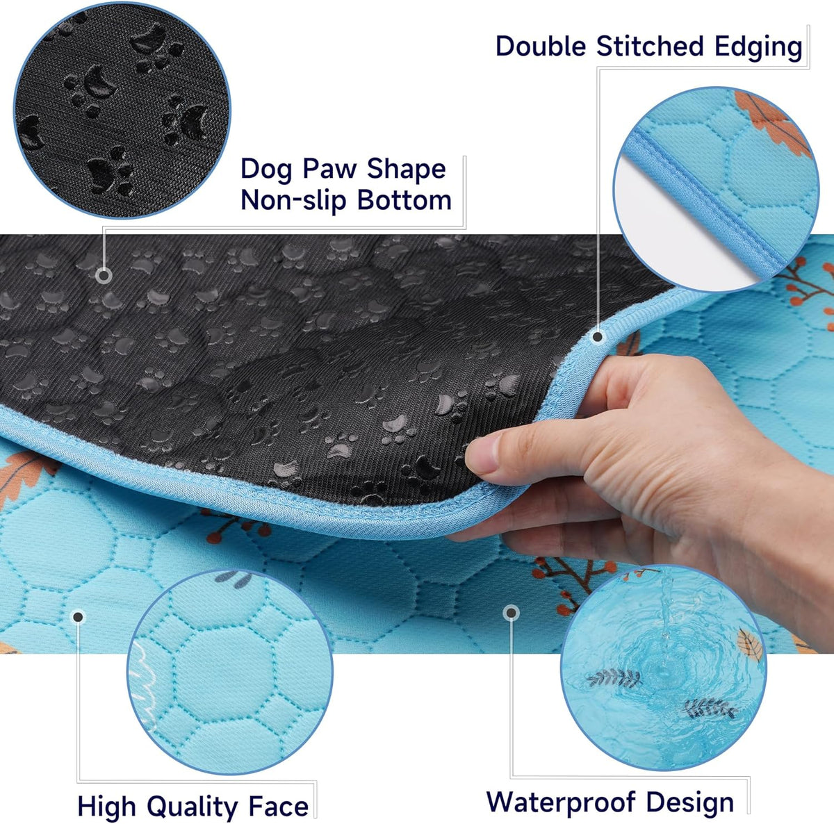 Sunheir Washable Pee Pads for Dogs 72"x72", Extra Large Reusable Puppy Pads Pet Training Pads for Dog Playpen, Waterproof Pee Pads for Puppy Playpen, Whelping Pad, Dog Playpen Indoor - Sky Blue