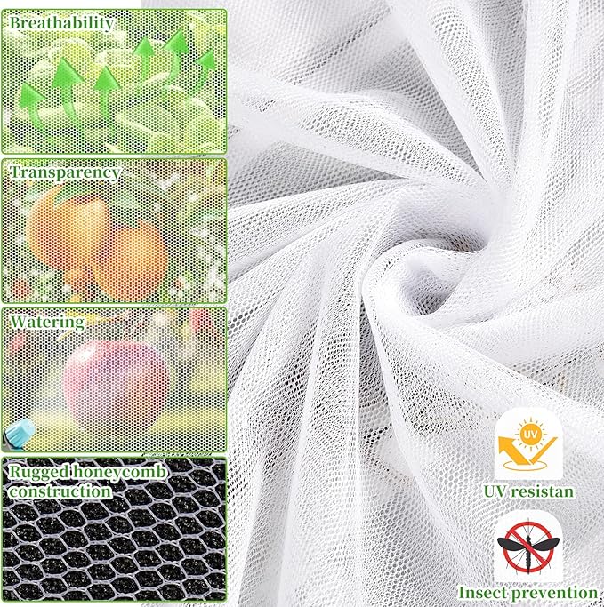 78x10Ft Mosquito Netting Garden Mesh Netting, Bug Insect Mosquito Fly Bird Net, Animals Barrier Protection Net, White 3x24m