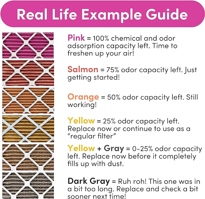 Colorfil 14x20x1 Air Filter (4-Pack) | Made in the USA | Color Changing | Remove Cat and Dog Odor | MERV 8 for Pet Hair Dander and Dust | 13.5"x19.5"x0.75" Exact Size