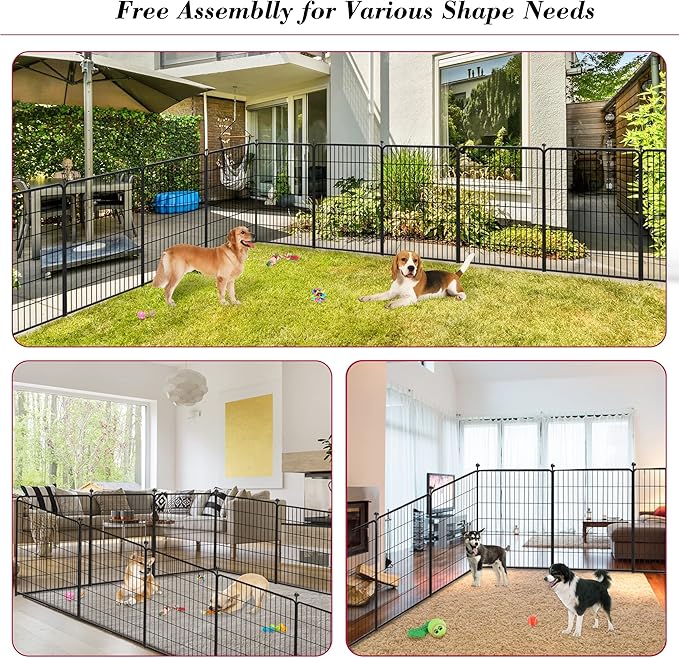 Dog Playpen 40 inch 10 Panels Indoor Dog Pen for Large/Medium/Small Dogs Heavy Duty Metal Dog Fence Outdoor for Yard, Puppy Playpen with Door Portable Pet Fence for RV Camping Yard