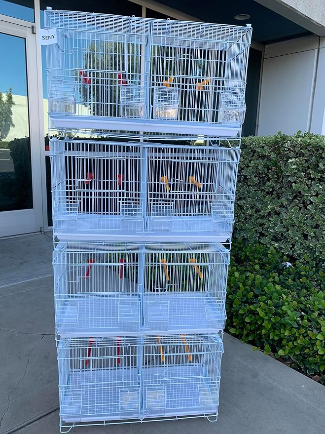 Seny Set of 4 Stackable Breeding Bird Cage for Canary Finch Small Birds (White)
