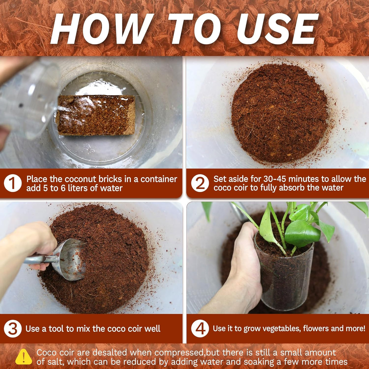 Coco Coir for Plants- 10LB Organic Coconut Coir Brick with Low EC & PH Balanced,Coco Fiber for Herbs& Flowers, Renewable Coco Soil for Planting(18 Gal.)