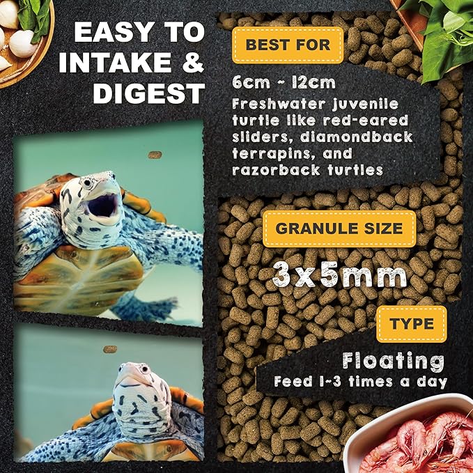 Ultra Fresh Floating Juvenile Turtle Food, All Natural Ingredients, Wild Sword Prawn, w/Deodorizing Probiotics, Juvenile Turtle Deodorizing Nutri Stick 1.6 oz