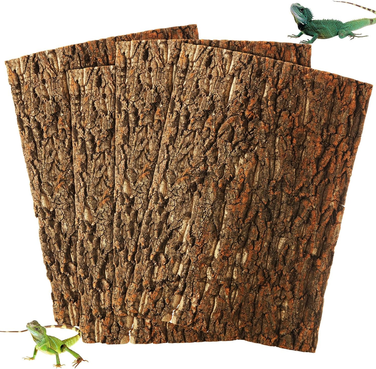 4PCS Cork Terrarium Background 15.7x11.8in Reptile Tank Background Board Habitat Decoration, Natural Cork Large Bark Climbing Mat for Gecko Lizard Tortoise Chameleon