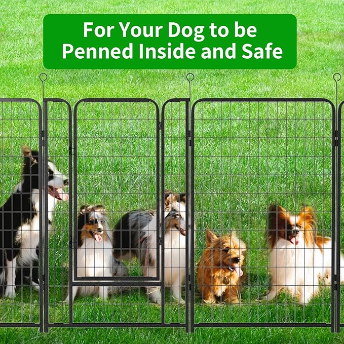 Dog Playpen Outdoor Extra Wide 24 Piece Panels Heavy Duty Dog Fence 50" Height Anti-Rust with Doors Portable for RV Camping Yard, Total 63FT, 316 Sq.ft, Snowy Black
