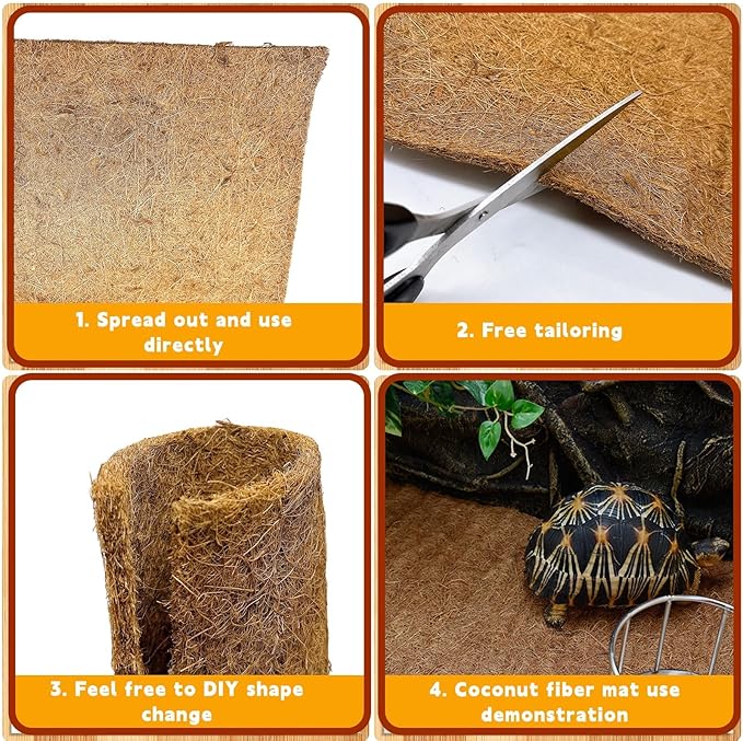 Hamiledyi 35.4×15.7" Reptile Carpet Coconut Fiber Substrate Large Lizard Cage Mat Coco Fiber Liner Snake Bedding Natual Coconut Fiber Carpet for Bearded Dragon Turtles Iguana Tortoises