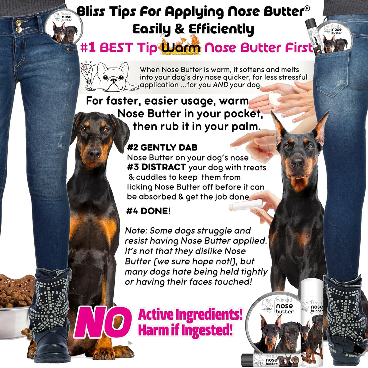 The Blissful Dog Doberman Nose Butter, Versatile Dog Nose Balm for Dry Nose, Handcrafted Nose Moisturizer, Easy-to-Apply Dog Essentials, Unscented, 2 oz.