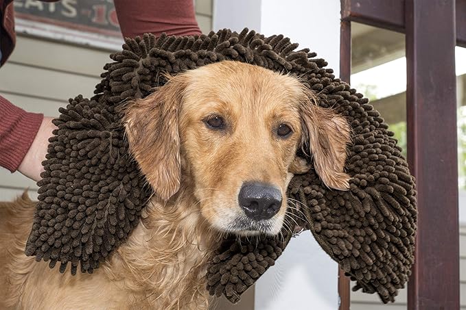 Furhaven 36" x 26" Highly Absorbent Dog Door Mat for Muddy Paws, 100% Washable, Perfect for Entryway, Kitchen, & Bathroom Use - Chenille Shammy Rug - Mud (Brown), Large