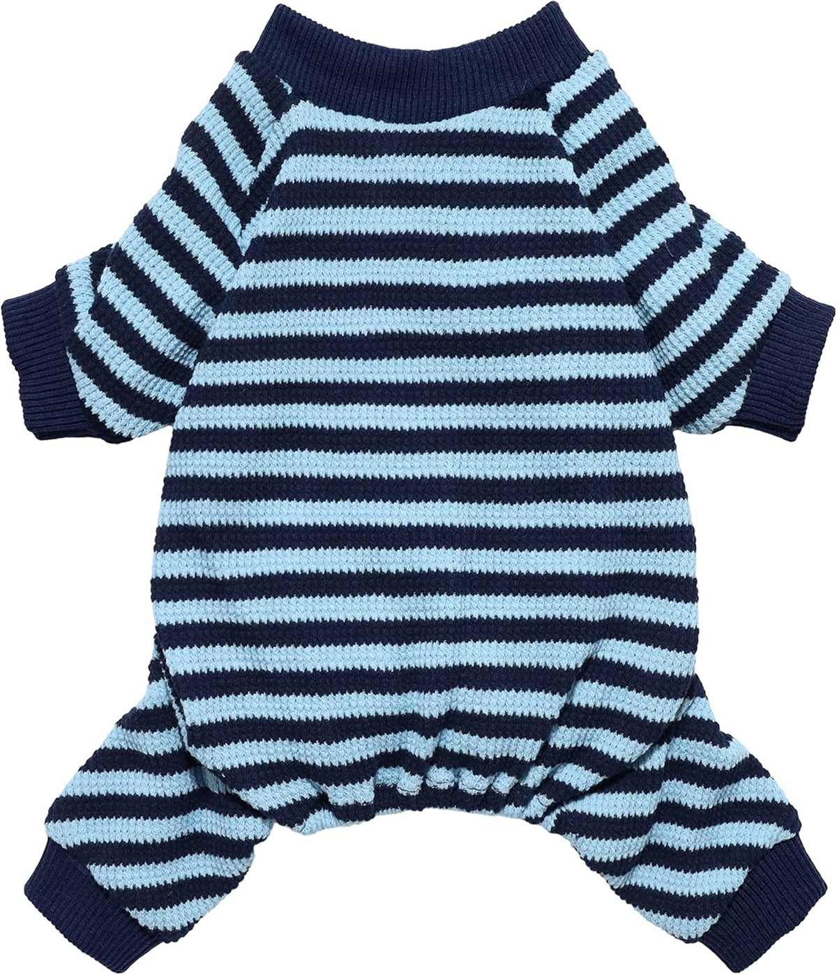 Fitwarm Blue and White Striped Dog Pajamas, Waffle Dog Clothes for Small Dogs Girl Boy, Puppy Onesie with Feet, Pet Cat Outfit, XL