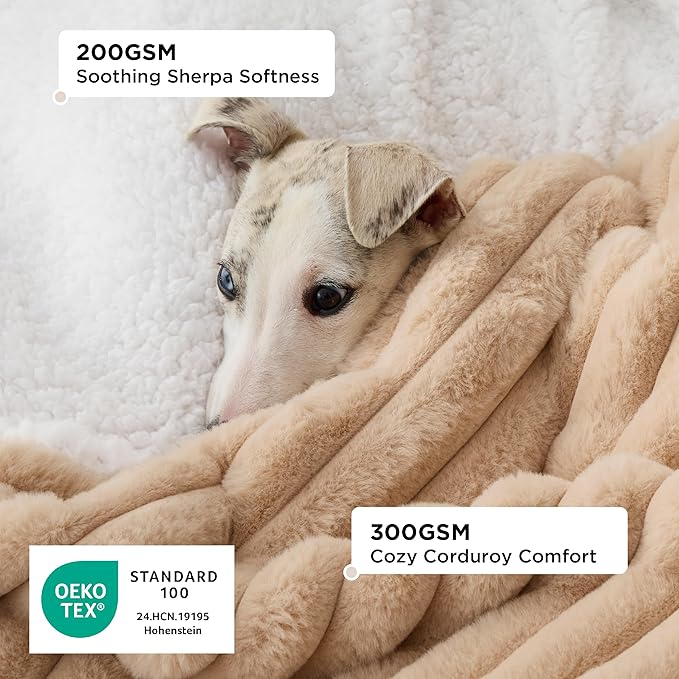 Bedsure ComfyFleece Orthopedic Dog Bed with Waterproof Dog Blanket for XL Dogs, Brown